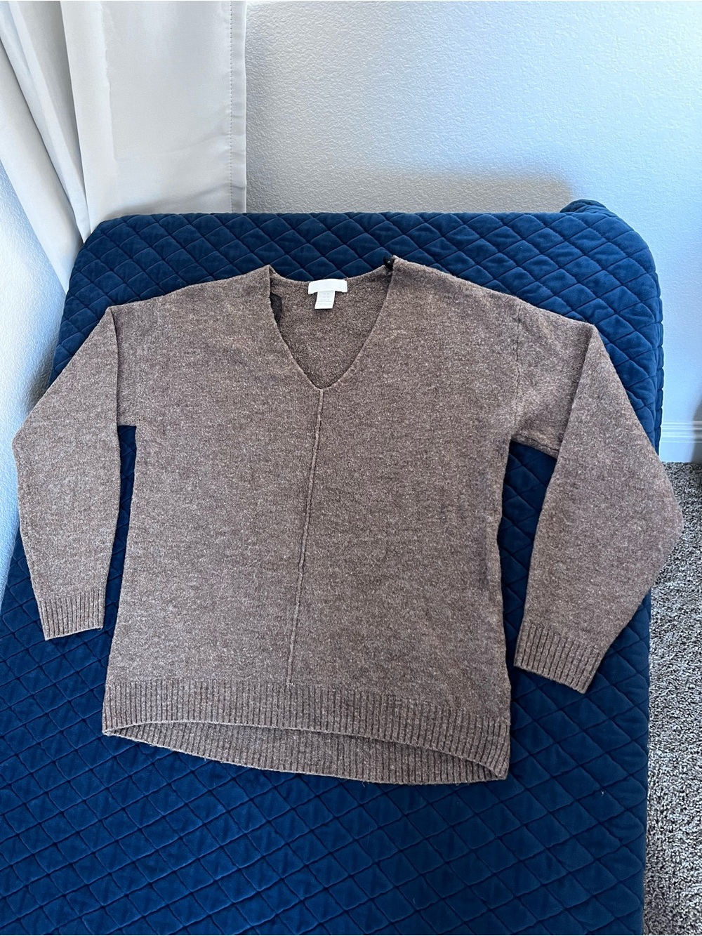 Brown Women's V-Neck Sweater Cottage Core Fall Wear Size Extra Small H&M Top